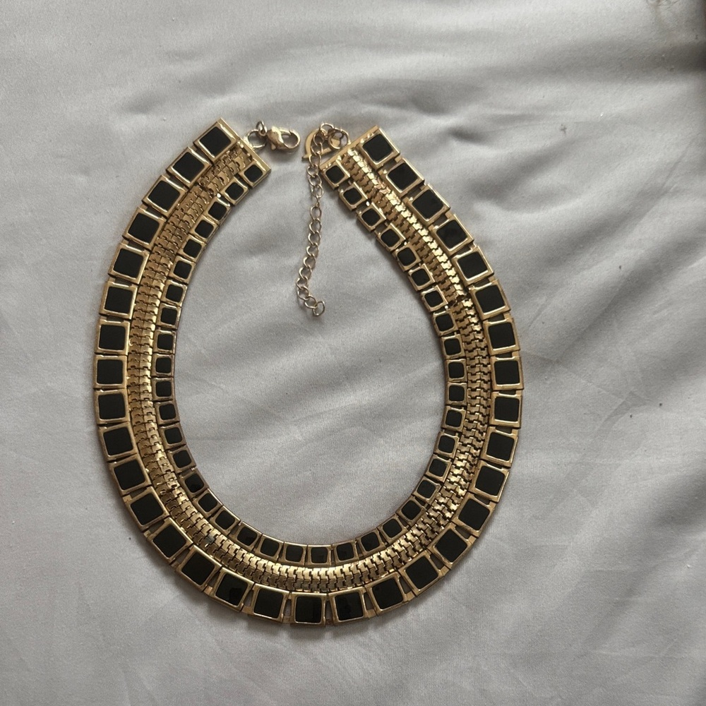 Gold and Black Statement Collar Necklace - Women Jewelry